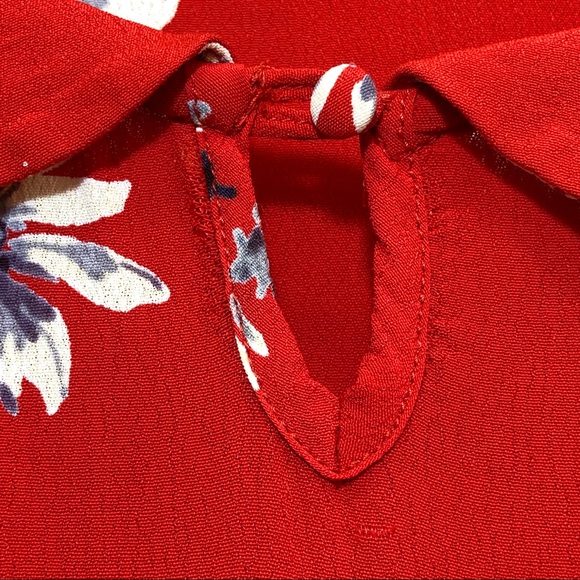 American Eagle Red Floral Peter Collar Dress - Picture 4 of 8